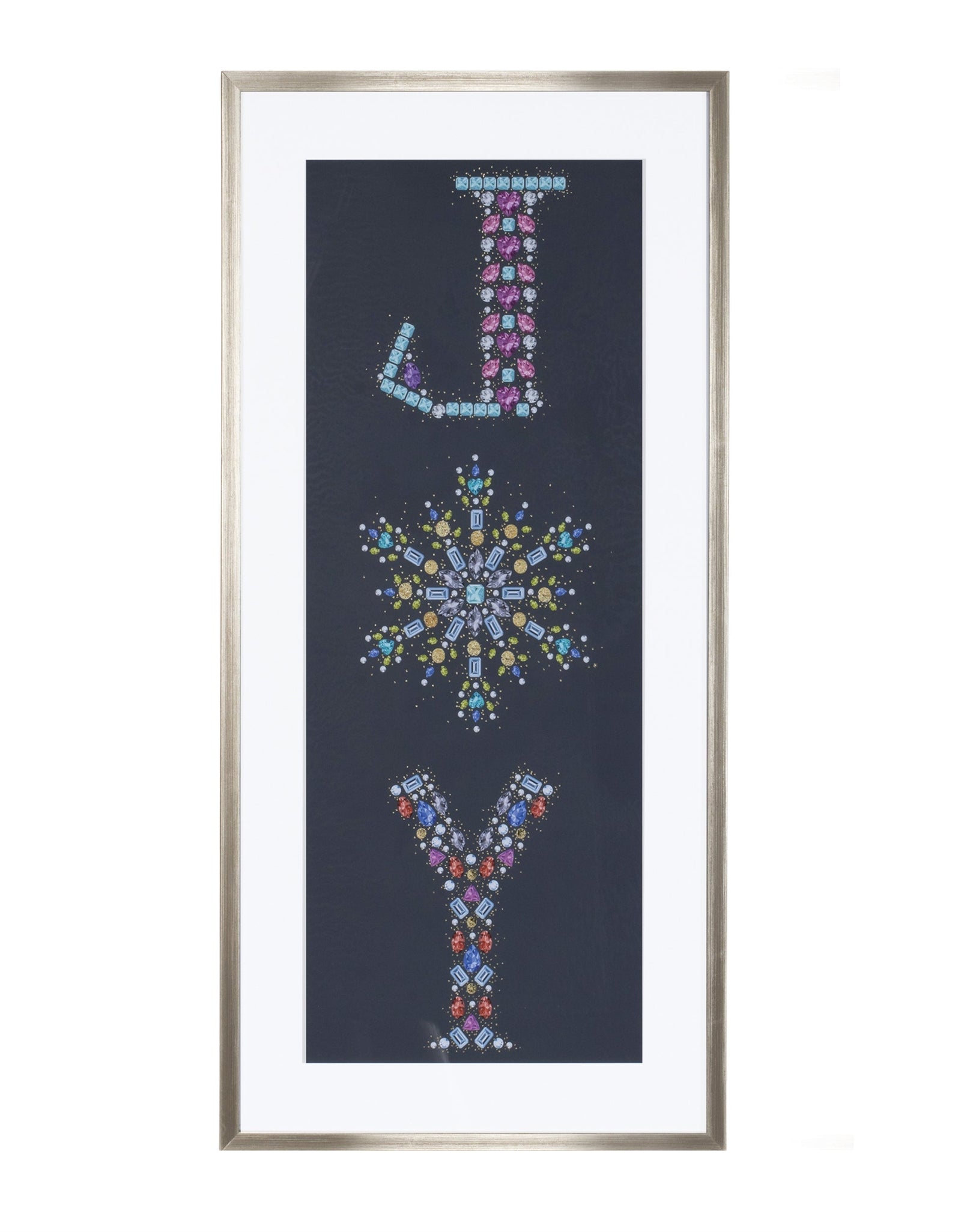 Holiday Jewel "Joy" Print Under Glass 23.5"H