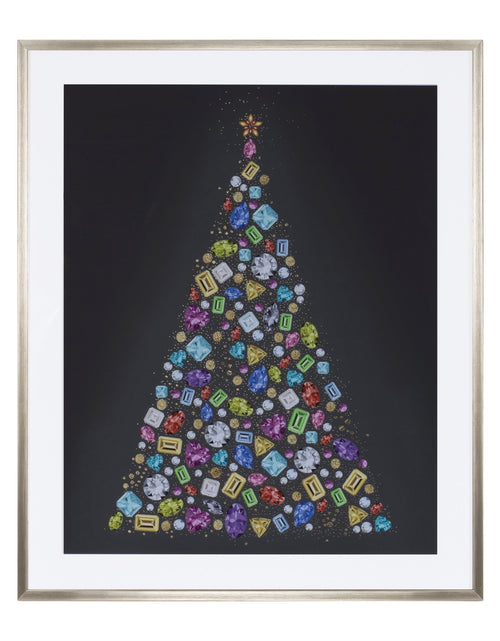 Load image into Gallery viewer, Holiday Jewel Tree Print Under Glass 23.5"H
