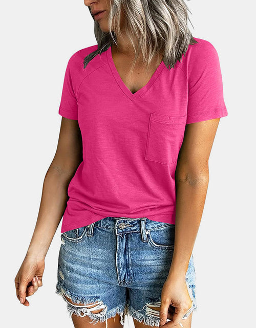 Load image into Gallery viewer, Pocketed V-Neck Short Sleeve T-Shirt
