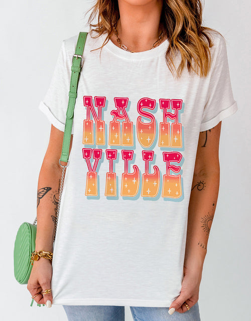 Load image into Gallery viewer, Letter Graphic Round Neck Short Sleeve T-Shirt
