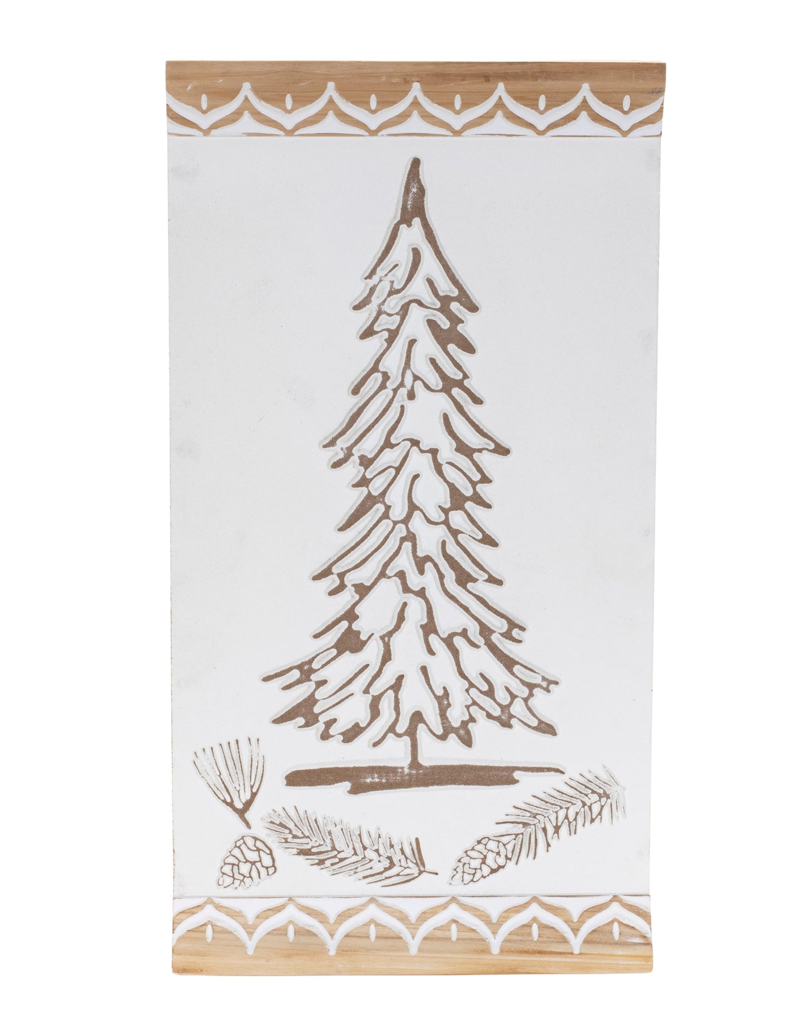 Carved Wood Pine Tree Wall Art 19"H