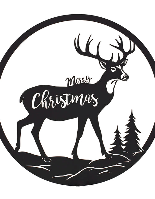 Load image into Gallery viewer, Cut Metal Merry Christmas Deer Plaque 16"D
