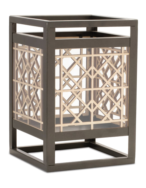 Load image into Gallery viewer, Cut Out Wood Candle Holder with Iron Frame 9.75"H
