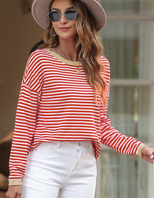 Load image into Gallery viewer, Striped Round Neck Drop Shoulder T-Shirt

