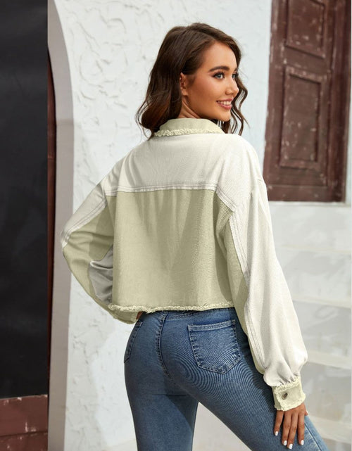 Load image into Gallery viewer, Color Block Crop Jacket with Pockets
