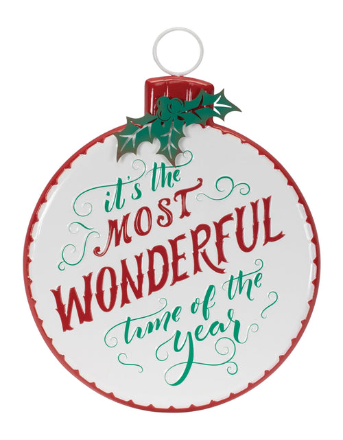 Load image into Gallery viewer, Metal Holiday Sentiment Ornament Sign 16"H
