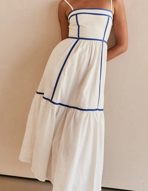Load image into Gallery viewer, Contrast Trim Square Neck Midi Cami Dress
