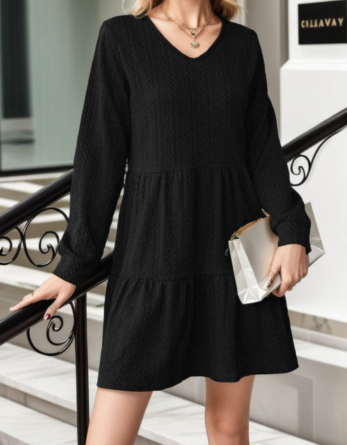 Load image into Gallery viewer, V-Neck Long Sleeve Mini Dress
