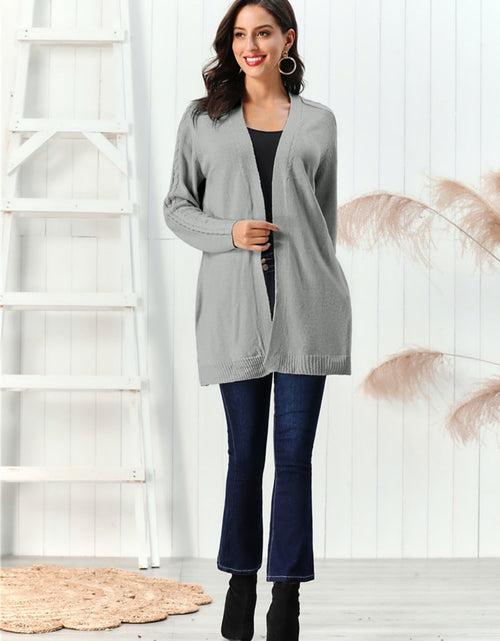 Load image into Gallery viewer, Cable-Knit Open Front Long Sleeve Cardigan
