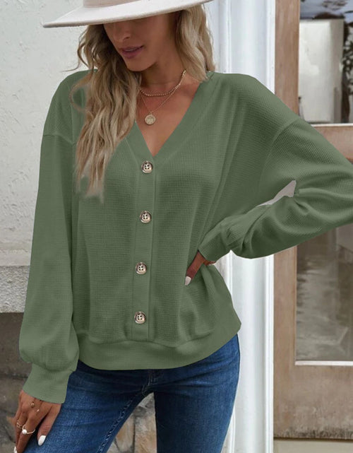 Load image into Gallery viewer, V-Neck Dropped Shoulder Blouse
