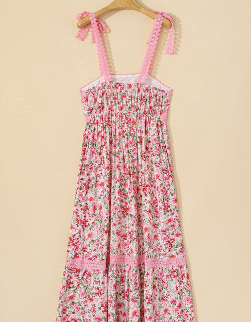 Load image into Gallery viewer, Floral Lace Tied Strap Square Neck Dress with Pockets
