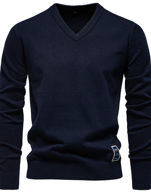 Load image into Gallery viewer, Men's Ribbed Hem V-Neck Long Sleeve Sweater

