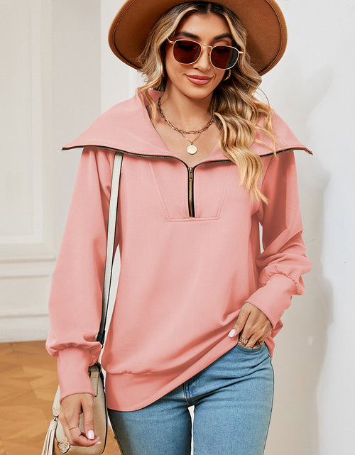 Load image into Gallery viewer, Half Zip Lantern Sleeve Sweatshirt
