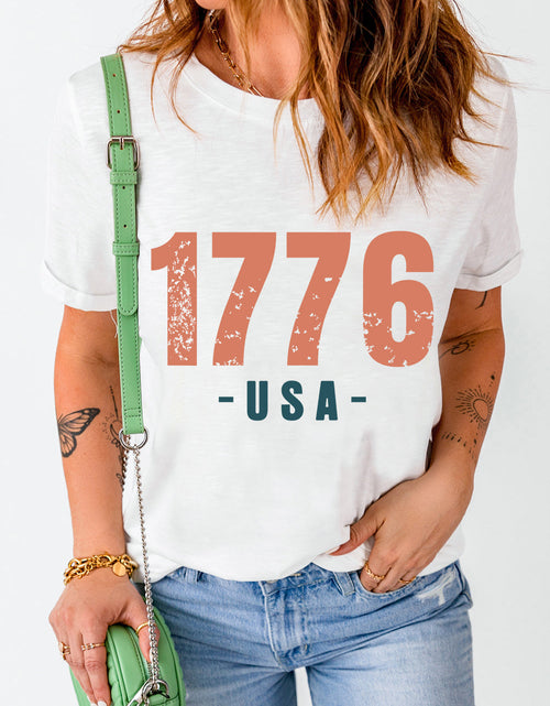 Load image into Gallery viewer, Graphic Round Neck Short Sleeve T-Shirt
