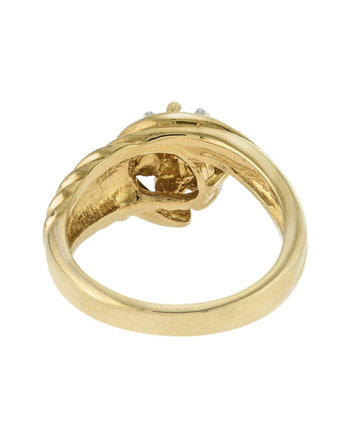 Load image into Gallery viewer, Vintage Ring 1980's Ring Sapphire and Clear Swarovski Crystal 18k Gold Antique Womans Jewelry R2704 by PVD Vintage Jewelry
