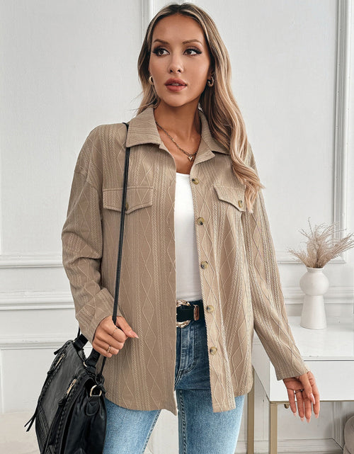 Load image into Gallery viewer, Textured Collared Neck Button Down Shacket
