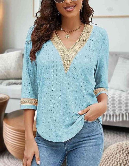 Load image into Gallery viewer, V-Neck Eyelet Blouse
