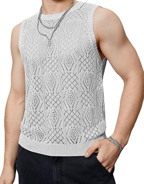 Load image into Gallery viewer, Men's Openwork Round Neck Tank
