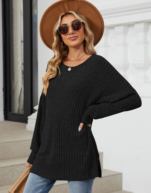Load image into Gallery viewer, Ribbed Round Neck Long Sleeve T-Shirt
