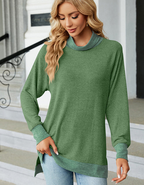 Load image into Gallery viewer, Slit Mock Neck Long Sleeve T-Shirt
