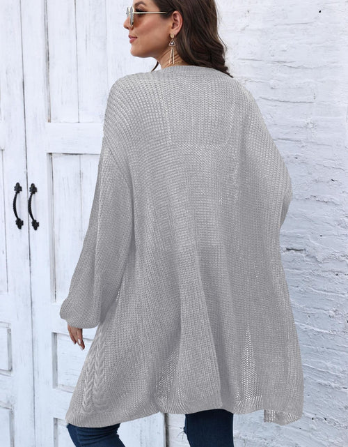 Load image into Gallery viewer, Cable-Knit Open Front Long Sleeve Cardigan
