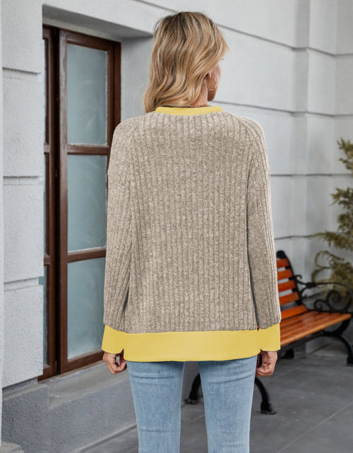 Load image into Gallery viewer, Contrast Trim Round Neck Long Sleeve T-Shirt
