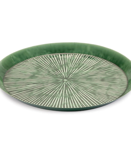 Load image into Gallery viewer, Round Etched Metal Tray 13.5"D
