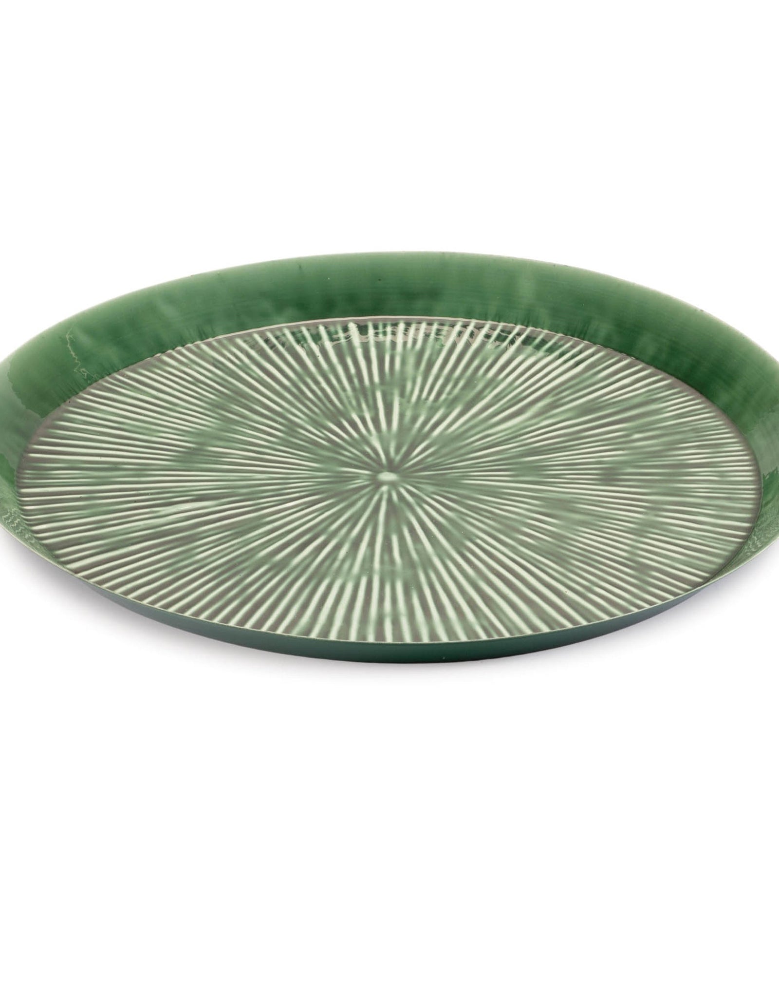 Round Etched Metal Tray 13.5"D