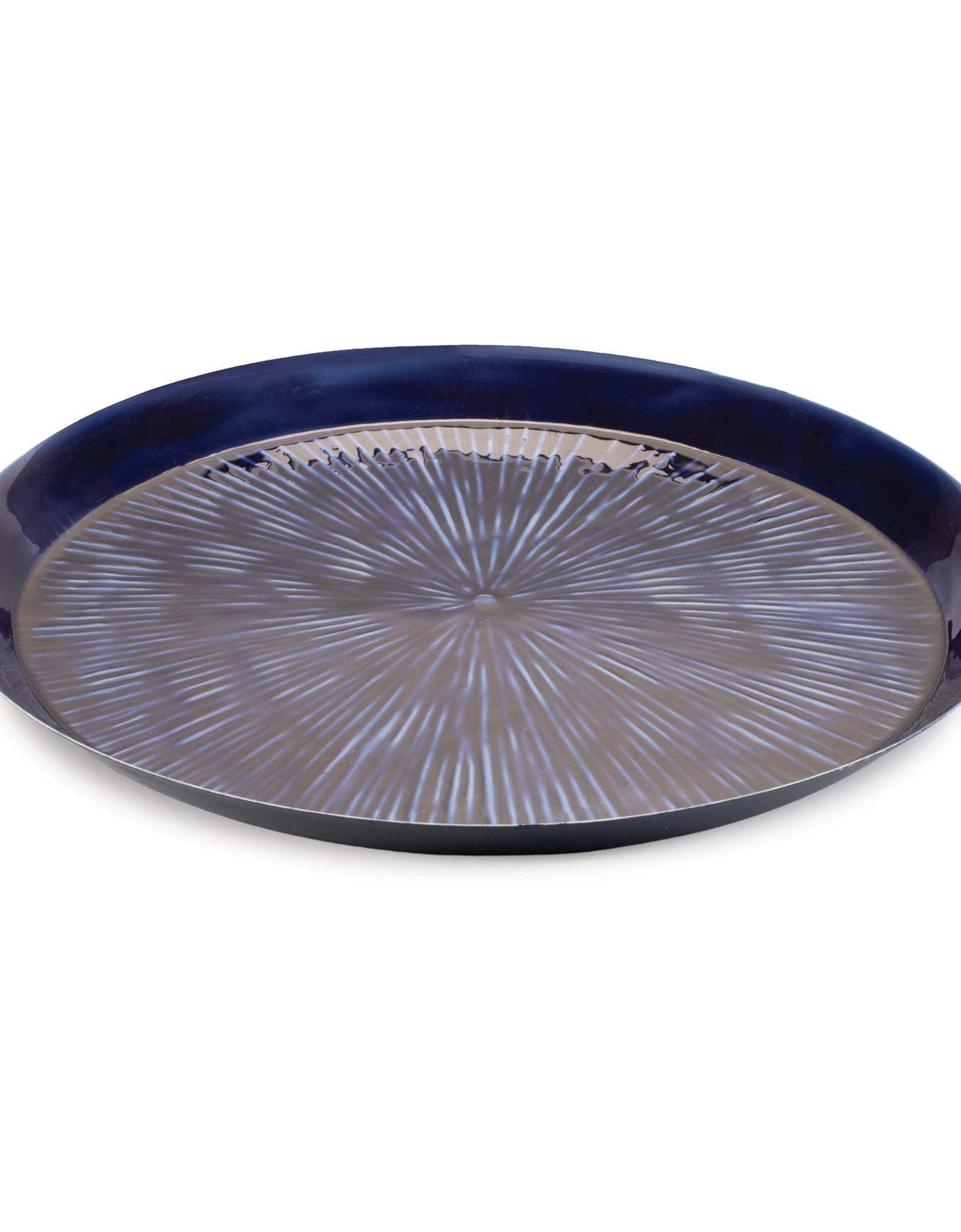 Round Etched Metal Tray 13.5"D