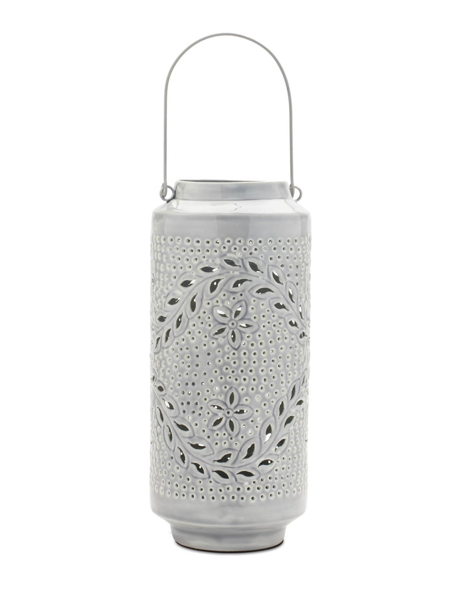 Punched Metal Candle Lantern 15.5"H