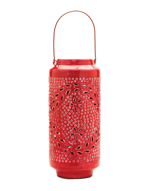 Load image into Gallery viewer, Punched Metal Candle Lantern 15.5"H
