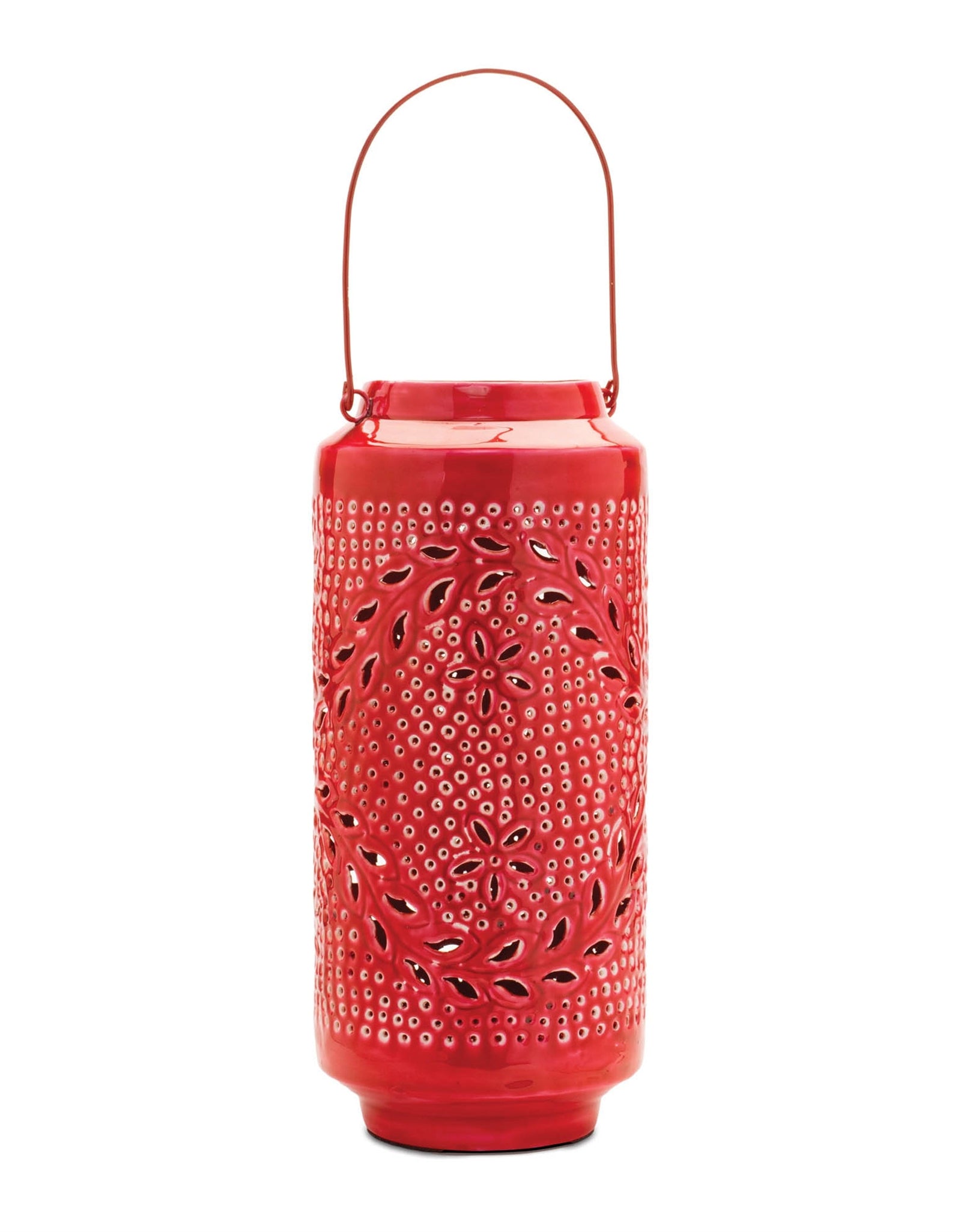 Punched Metal Candle Lantern 15.5"H