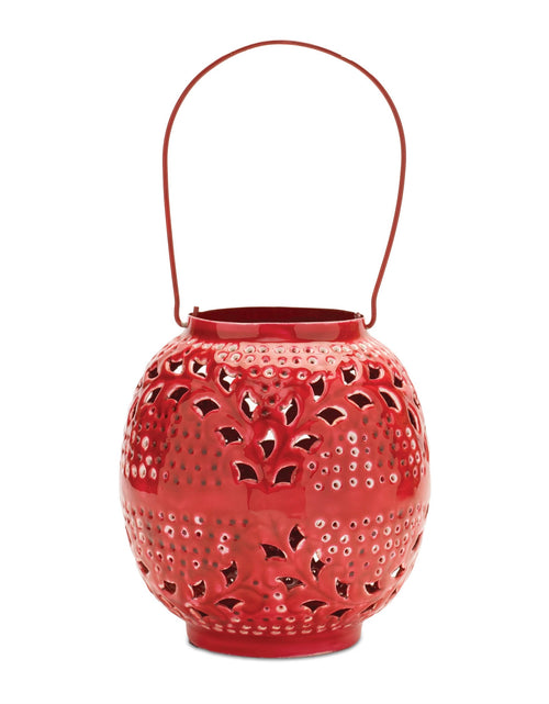 Load image into Gallery viewer, Punched Metal Candle Lantern 8"H
