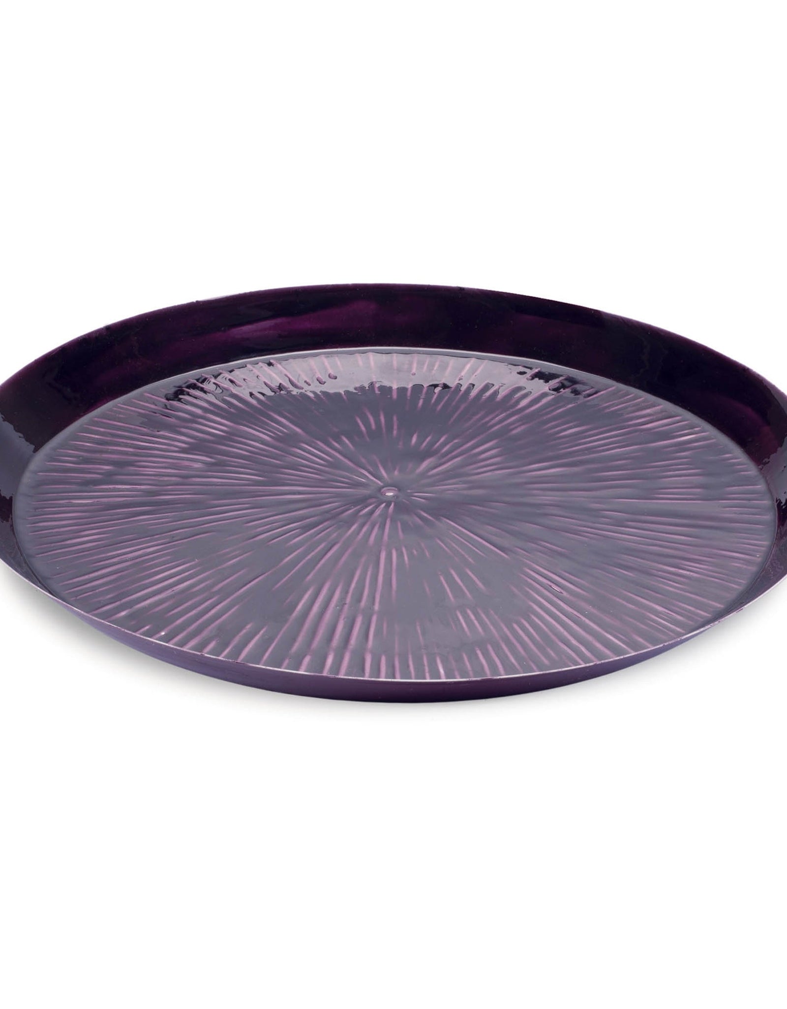 Round Etched Metal Tray 13.5"D