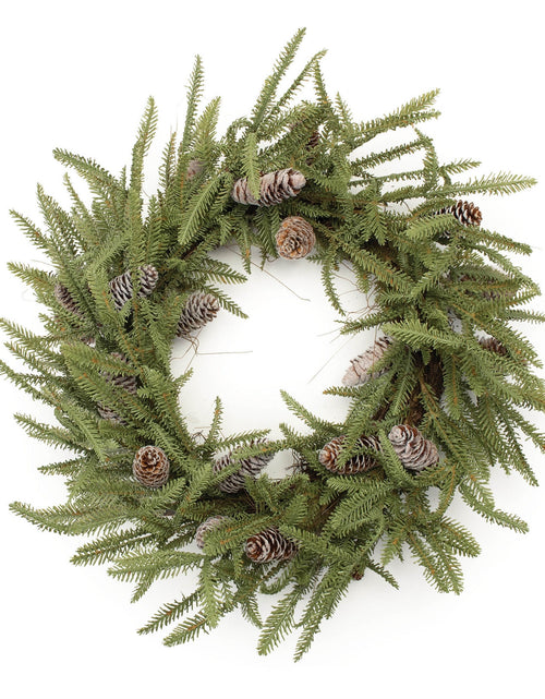 Load image into Gallery viewer, Pine and Pinecone Wreath 24"D
