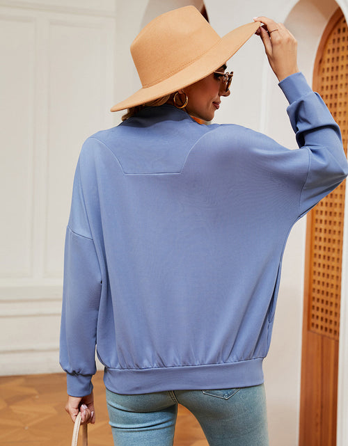 Load image into Gallery viewer, Half-Zip Dropped Shoulder Sweatshirt
