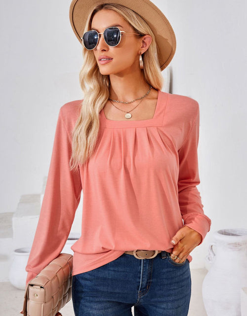 Load image into Gallery viewer, Square Neck Ruched Long Sleeve Blouse
