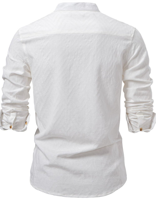 Load image into Gallery viewer, Men's Half Button Geometric Texture Collared Neck Shirt
