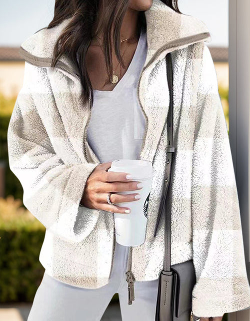 Load image into Gallery viewer, Full Size Plaid Zip Up Long Sleeve Jacket
