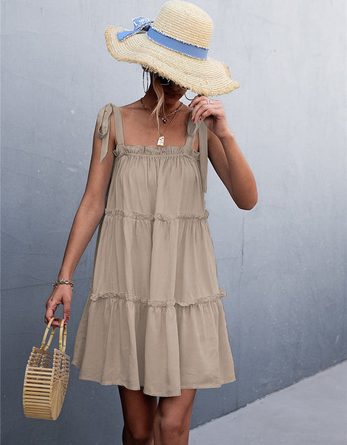 Load image into Gallery viewer, Frill Tiered Tie Shoulder Mini Cami Dress
