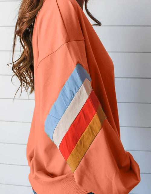Load image into Gallery viewer, Contrast Round Neck Long Sleeve Sweatshirt

