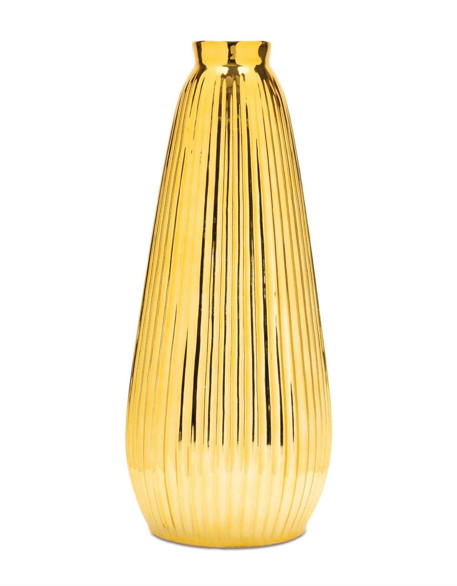 Ribbed Metallic Ceramic Vase 16.5"H