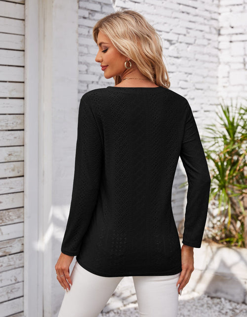 Load image into Gallery viewer, Decorative Button Openwork V-Neck T-Shirt

