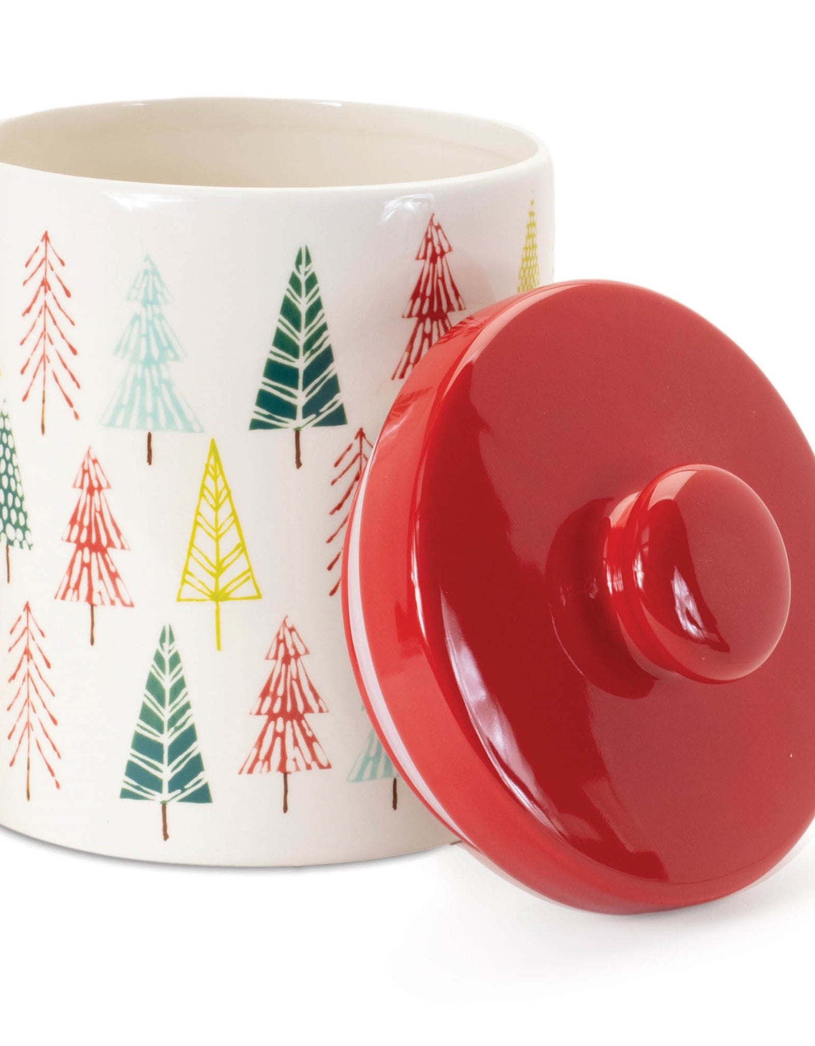 Ceramic Pine Tree Print Cookie Jar 10"H