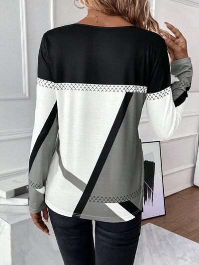 Load image into Gallery viewer, Contrast Round Neck Long Sleeve T-Shirt
