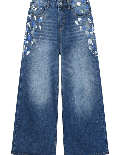 Load image into Gallery viewer, Watercolor Wide Leg Jeans with Pockets
