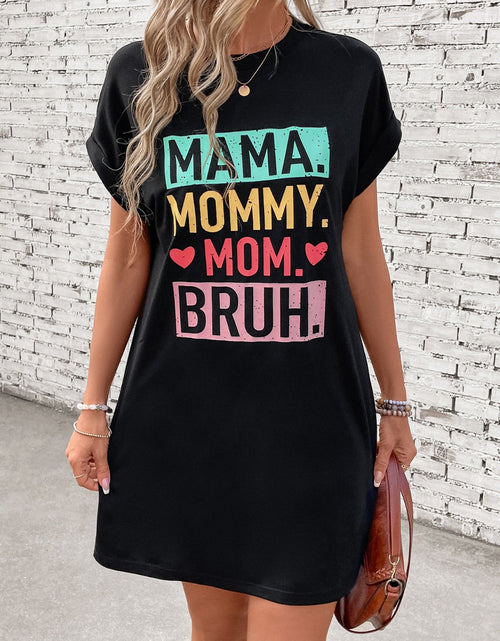 Load image into Gallery viewer, Letter Graphic Short Sleeve Mini Tee Dress
