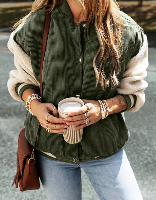 Load image into Gallery viewer, Contrast Baseball Collar Snap Down Long Sleeve Jacket
