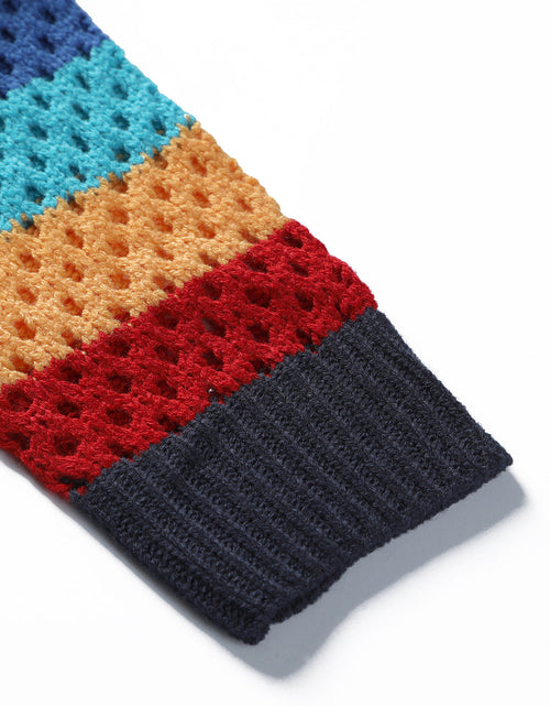 Load image into Gallery viewer, Openwork Color Block Tied Cardigan
