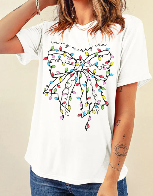 Load image into Gallery viewer, Full Size Bow Round Neck Short Sleeve T-Shirt
